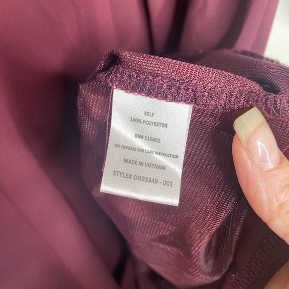 Lush Inverted Pleat V-Neck Plum Drapey Shirt Tail Dress 3/4 Tab Sleeves XS - Picture 9 of 11